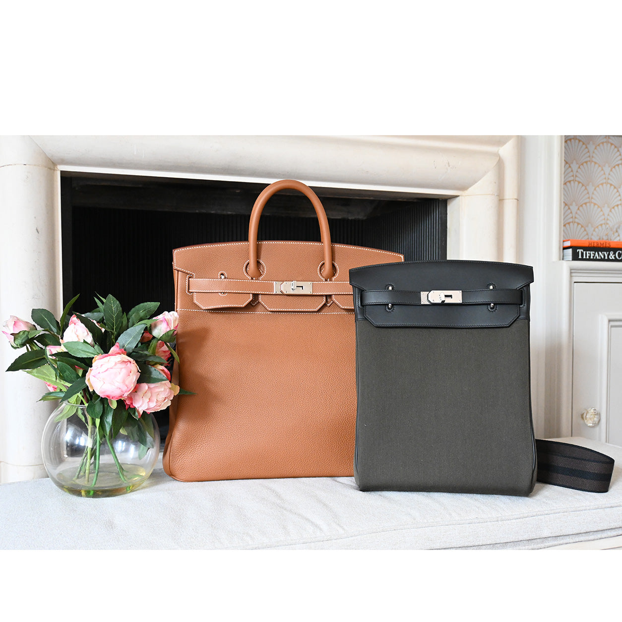 Hermes Hac A Dos 36cm Black Swift & Canvas PHW