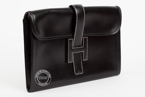 Hermès Jige Clutch 29cm Black Swift - Preloved
