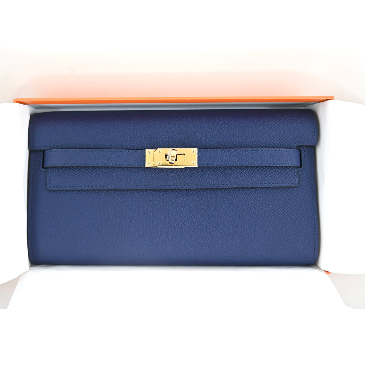 Hermès Kelly 20cm Wallet to Go Bleu Saphir Epsom GHW