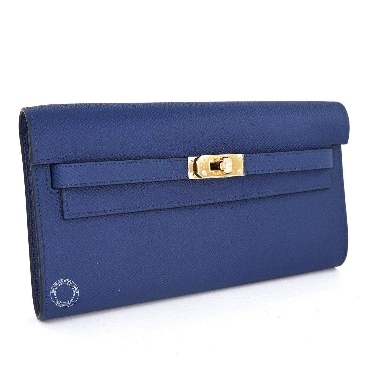 Hermès Kelly 20cm Wallet to Go Bleu Saphir Epsom GHW
