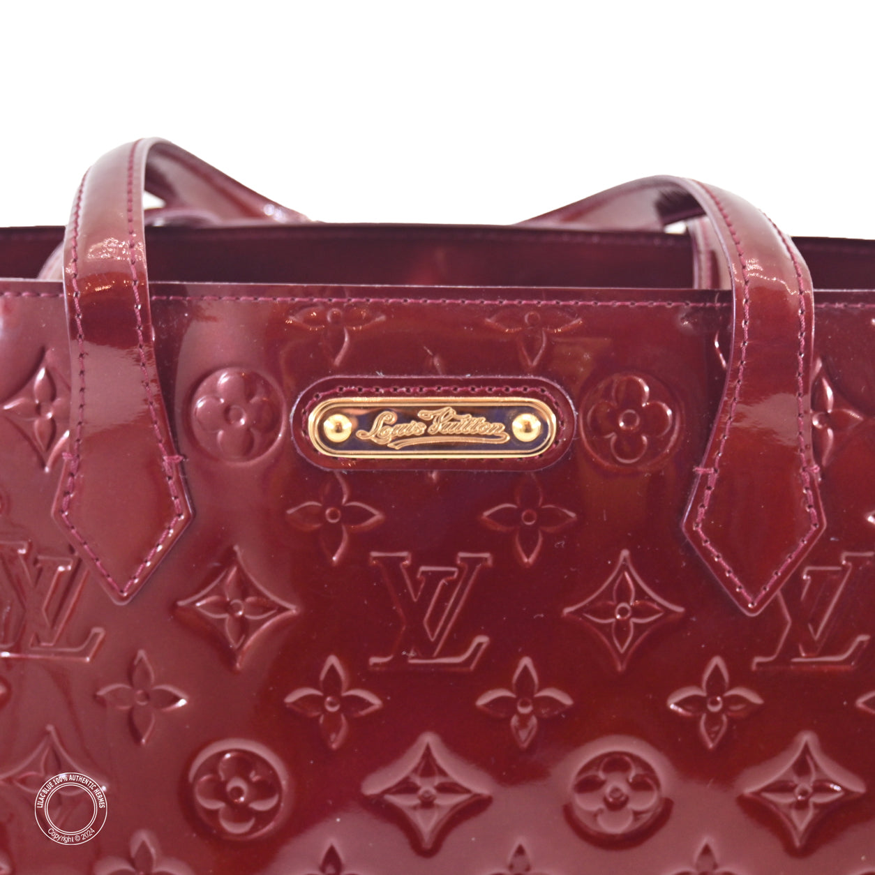 Louis Vuitton Wilshire Tote MM Burgundy Miroir Vernis GHW - Preloved