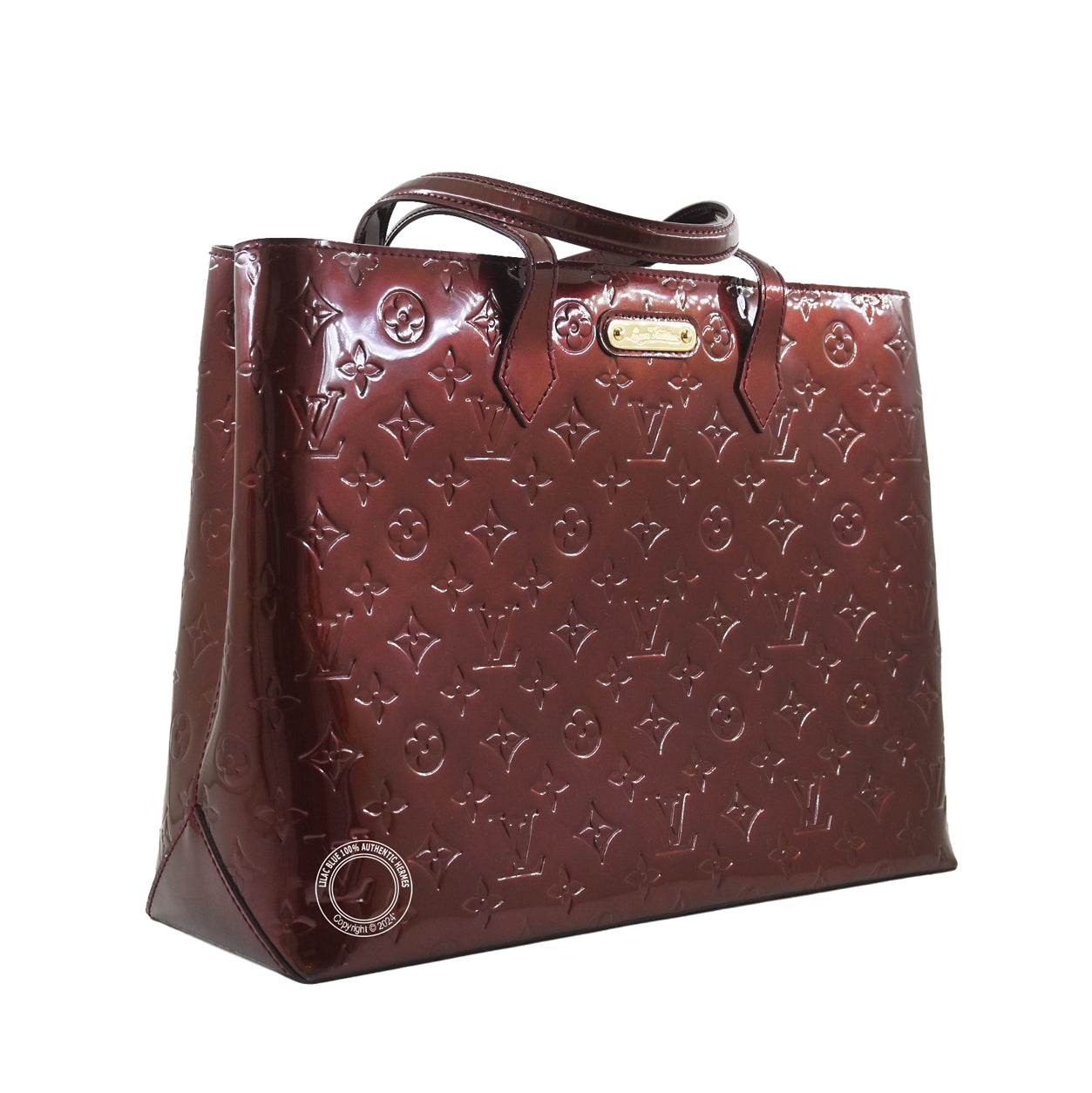 Louis Vuitton Wilshire Tote MM Burgundy Miroir Vernis GHW - Preloved