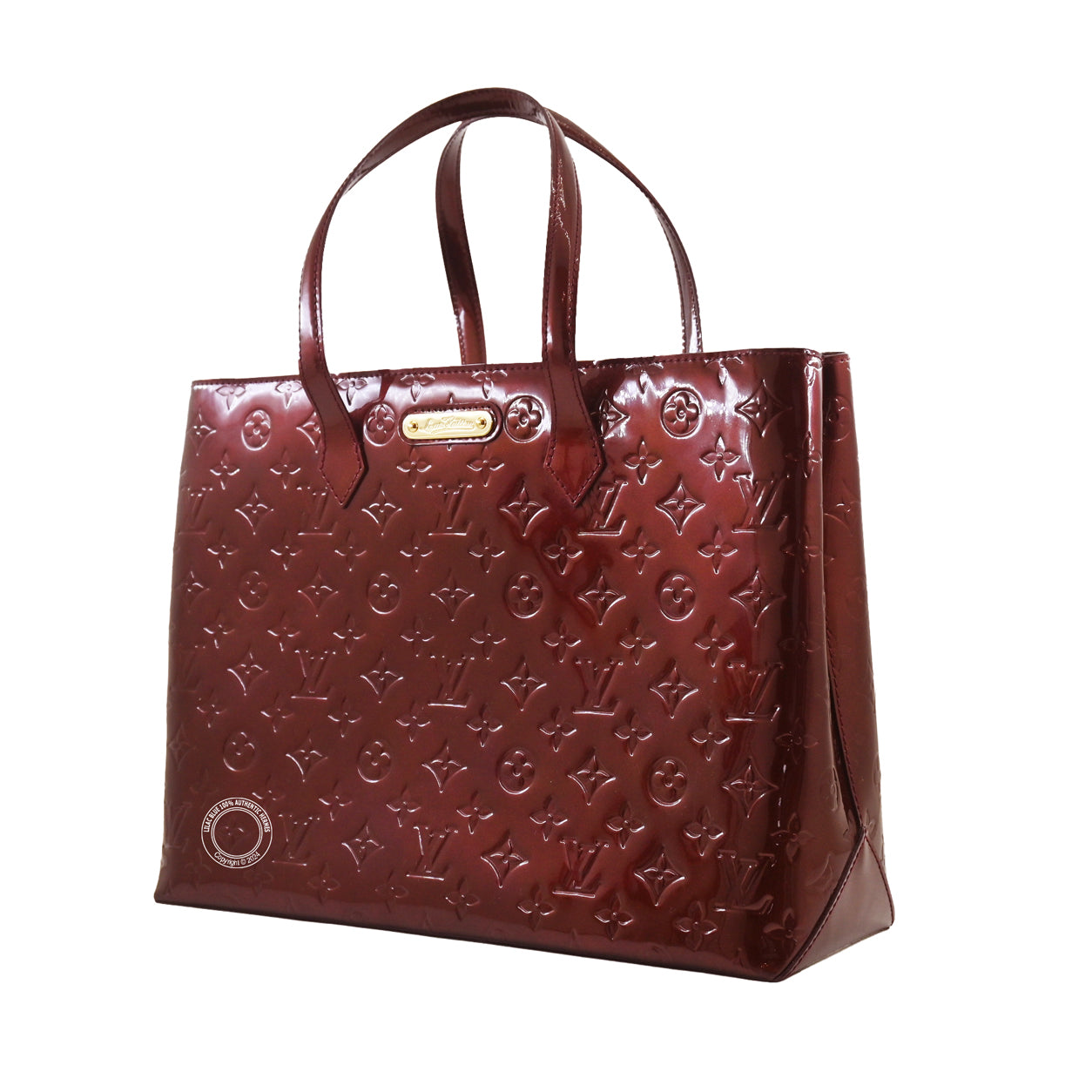 Louis Vuitton Wilshire Tote MM Burgundy Miroir Vernis GHW - Preloved