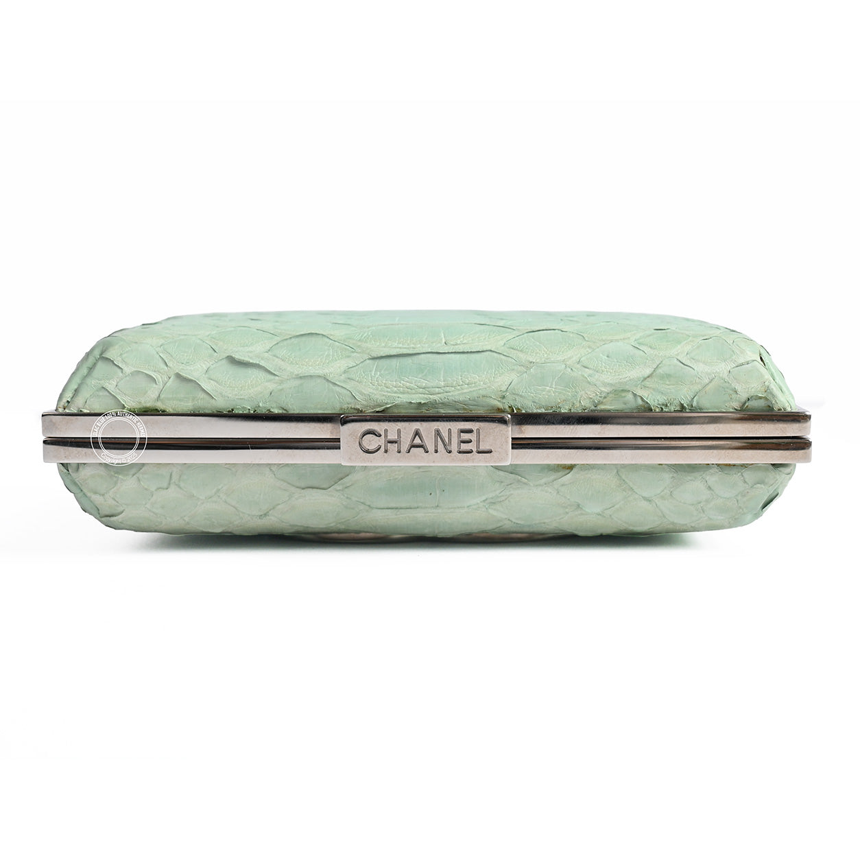 Chanel Box Clutch Mint Green Python PHW - Preloved