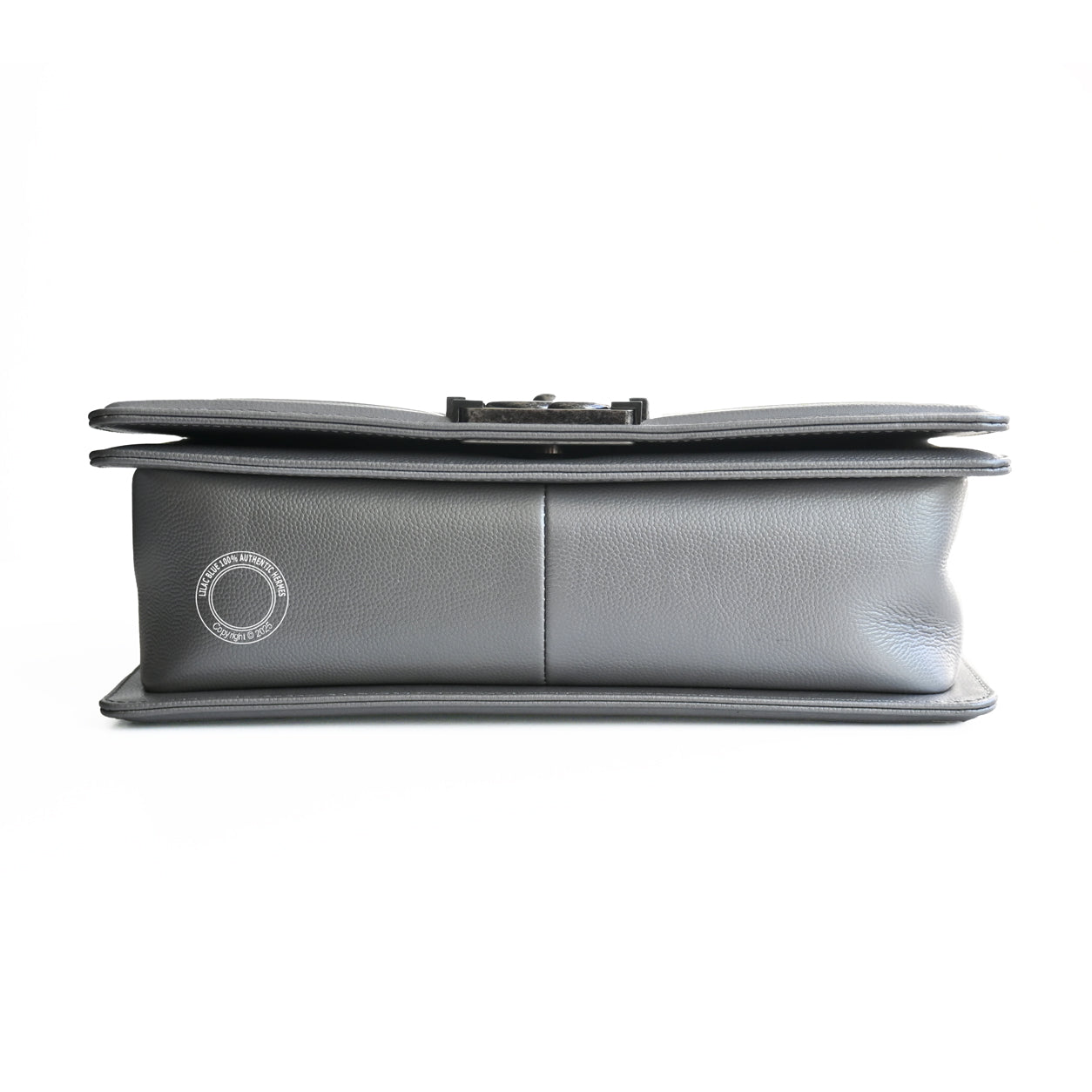 Chanel Boy Bag Metallic Silver Lambskin Ruthenium - Preloved