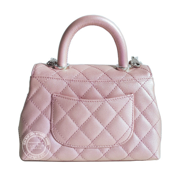 Chanel Coco Handle Small Iridescent Pink Caviar Rainbow Hardware