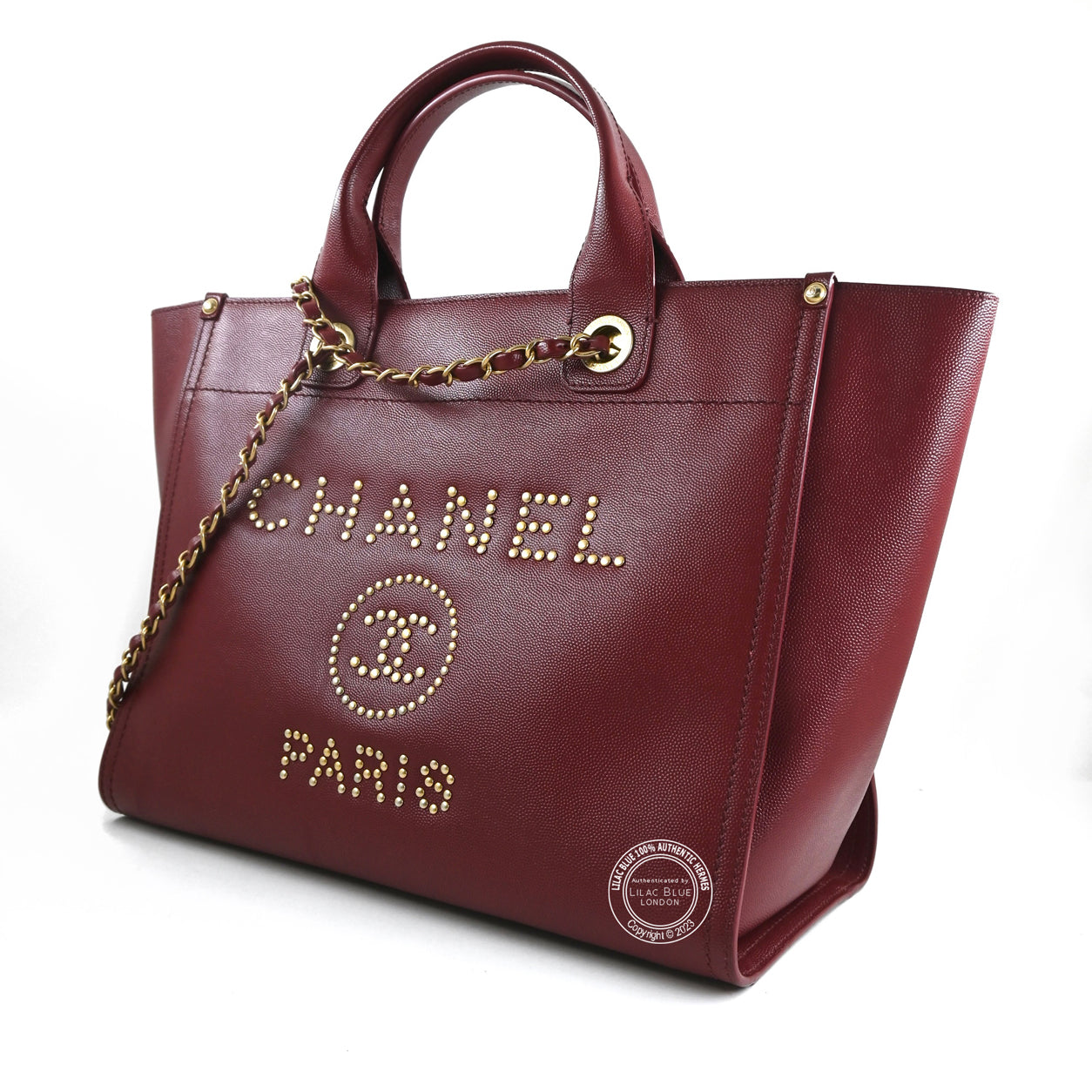 Chanel Deauville Tote PM Red Caviar GHW -Preloved