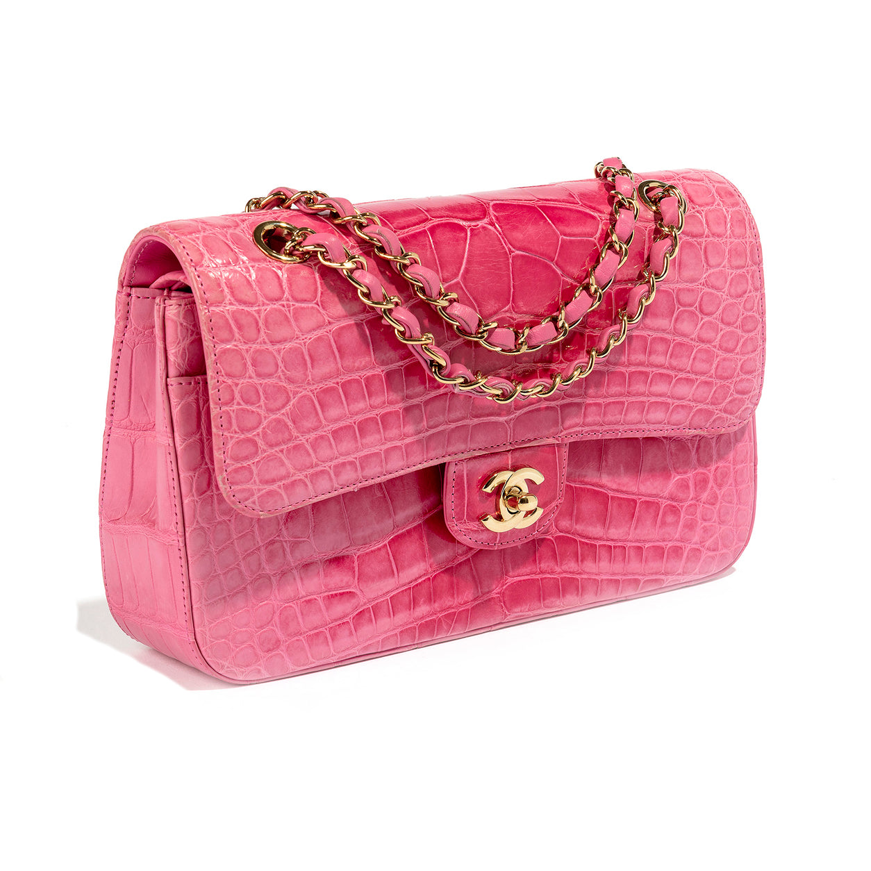 Chanel Double Flap Medium Pink Exotic GHW - Preloved