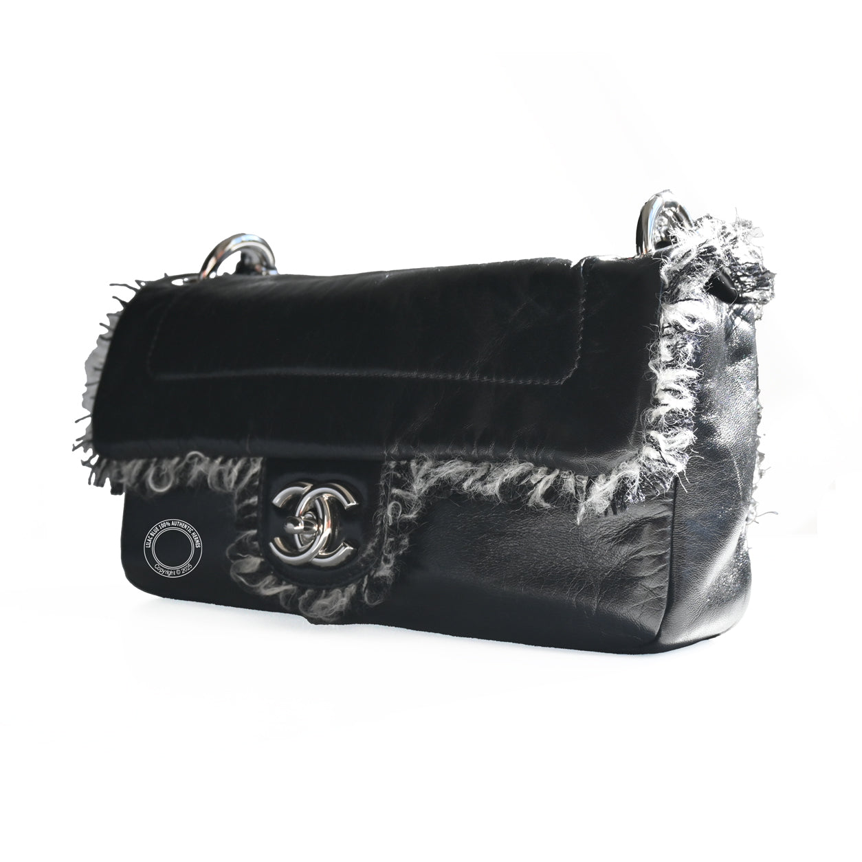 Chanel Funny Tweed Flap Bag Black Lambskin PHW - Preloved