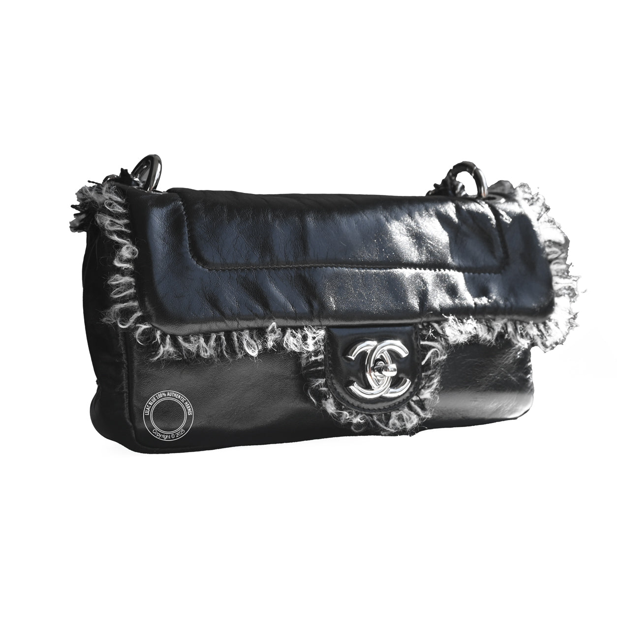 Chanel Funny Tweed Flap Bag Black Lambskin PHW - Preloved