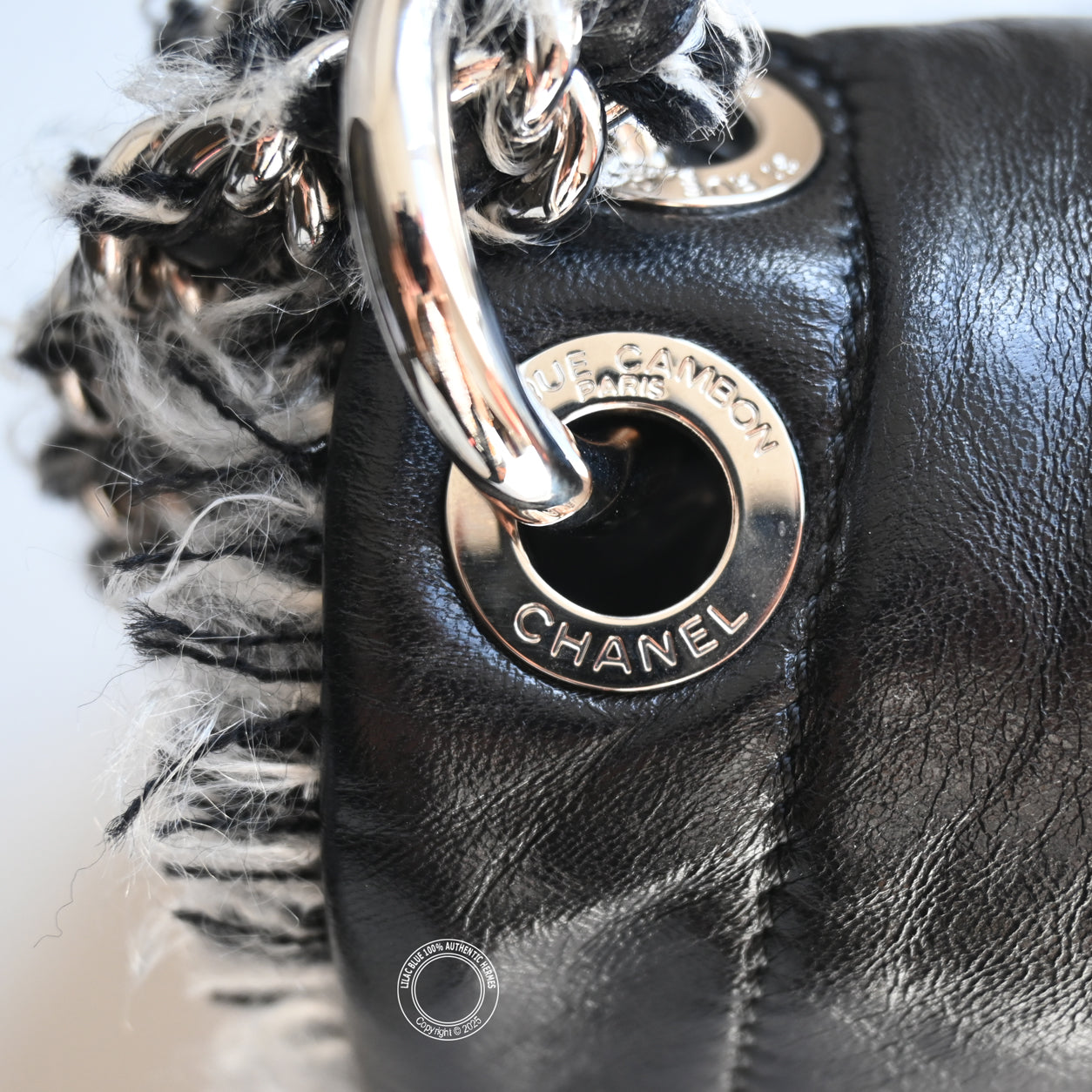 Chanel Funny Tweed Flap Bag Black Lambskin PHW - Preloved
