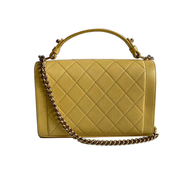 Chanel Label Click Bag Yellow Calfskin GHW - Preloved