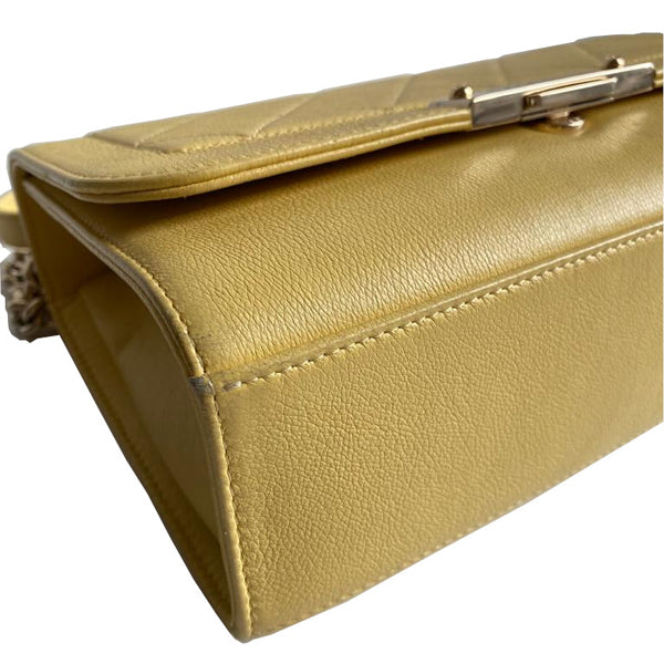 Chanel Label Click Bag Yellow Calfskin GHW - Preloved