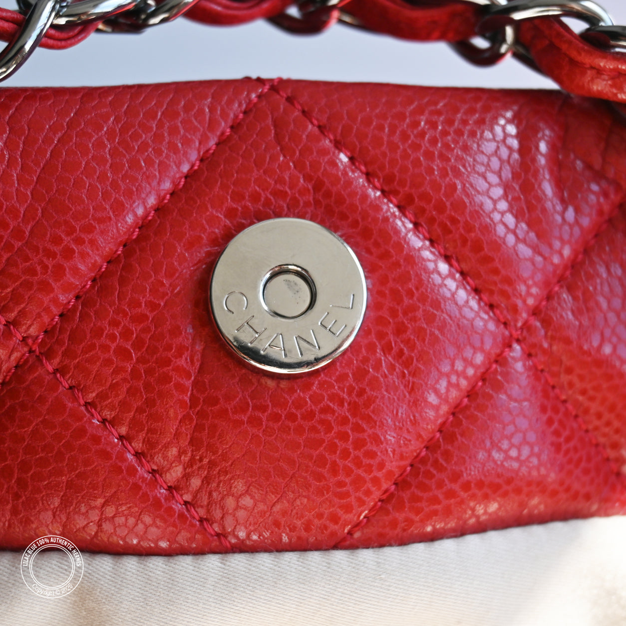 Chanel Tote Red Quilted Caviar Leather PHW - Preloved