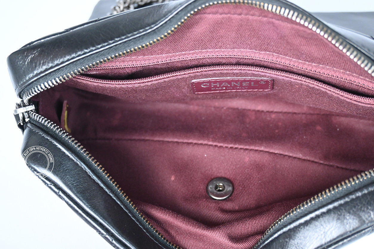 Chanel Easy Flap Black Aged Calfskin Ruthenium HW - Preloved