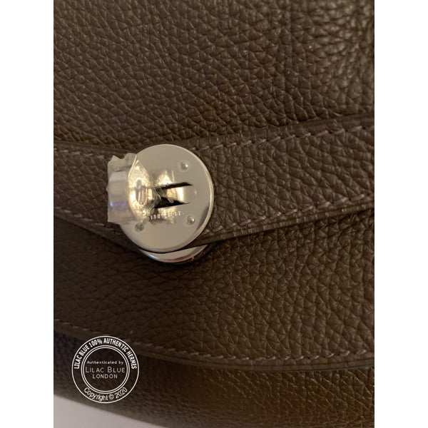 Hermès Lindy 45cm Chocolate Clemence PHW