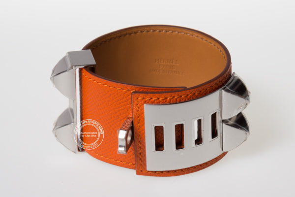 Hermès Collier de Chien in Orange with Silver Hardware