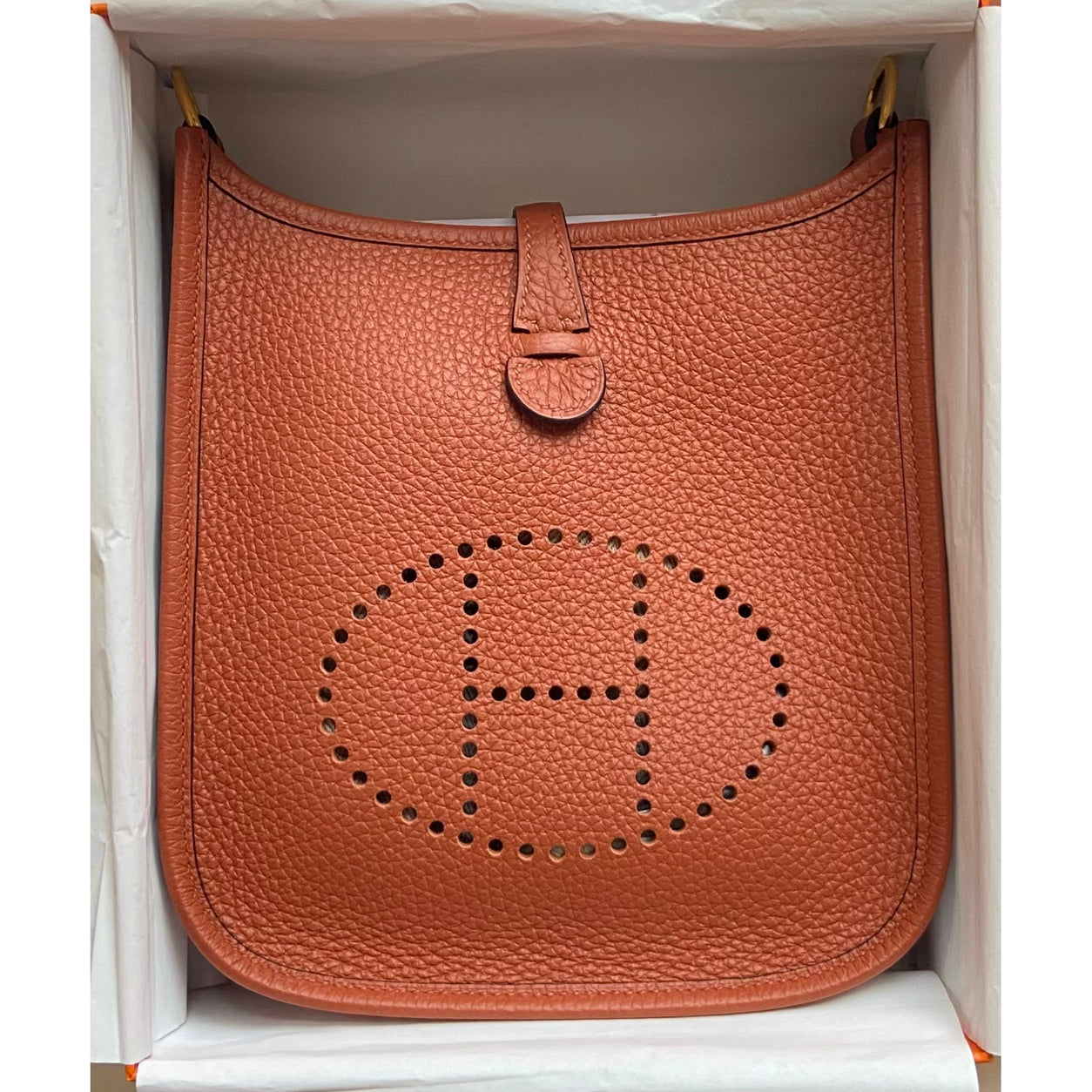 Hermes Evelyne 16cm Cuivre Clemence GHW