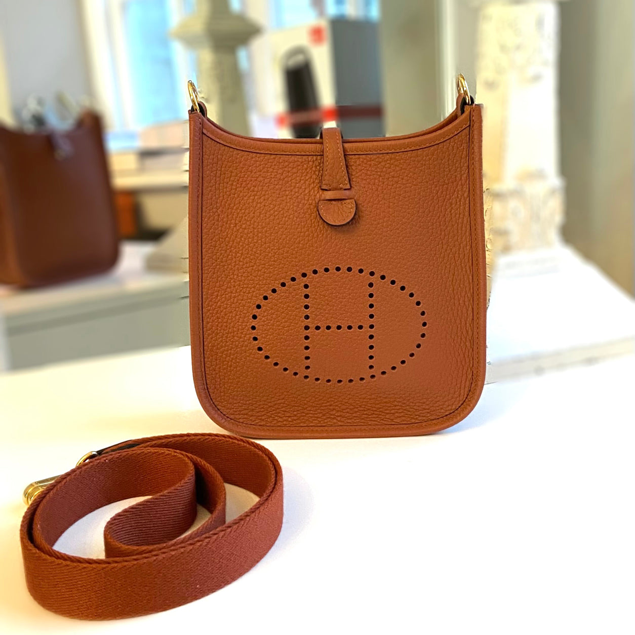 Hermes Evelyne 16cm Cuivre Clemence GHW