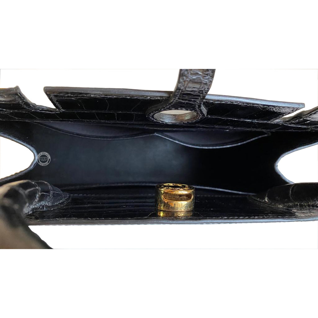 Hermès Dalvy Black Shiny Croc GHW - Vintage