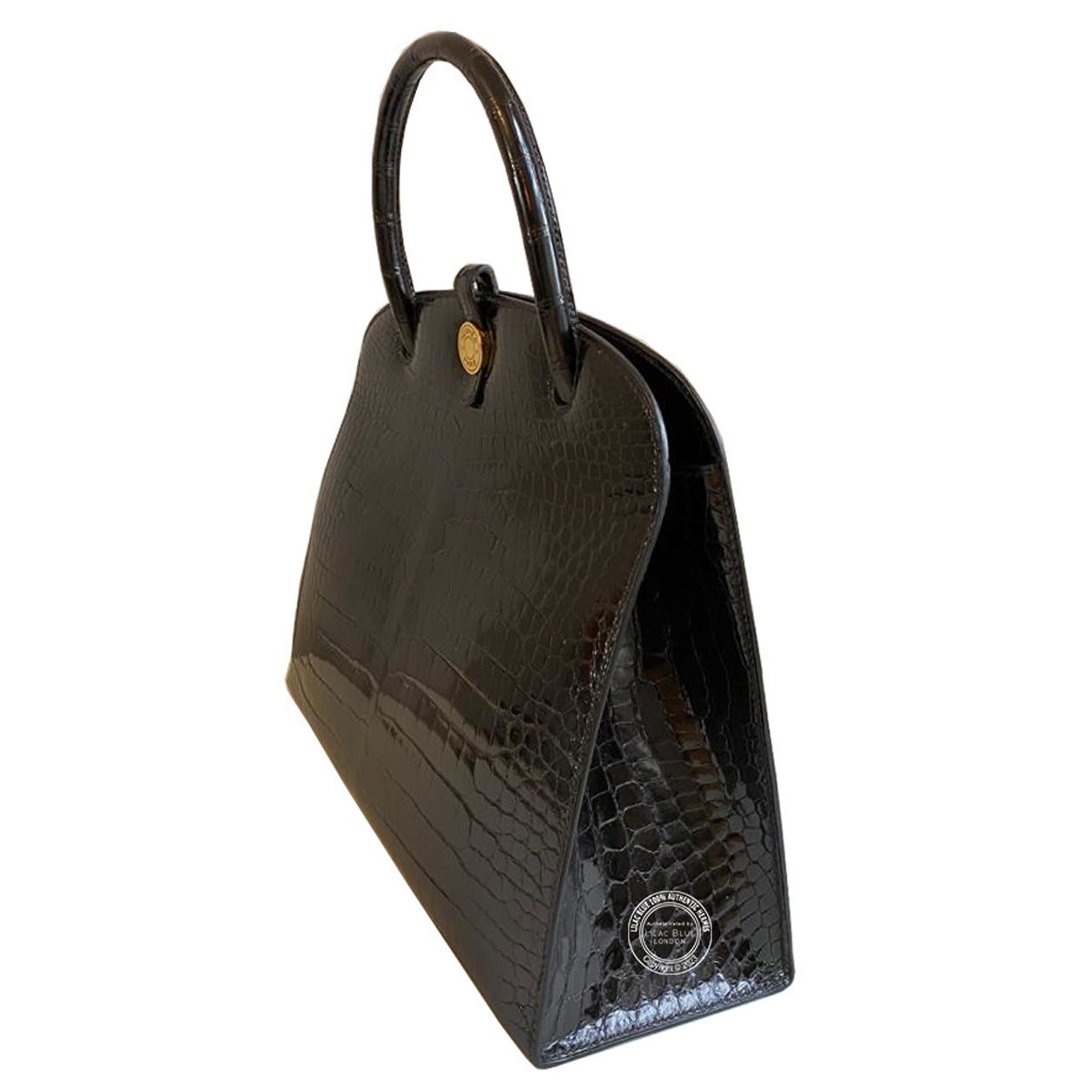 Hermès Dalvy Black Shiny Croc GHW - Vintage