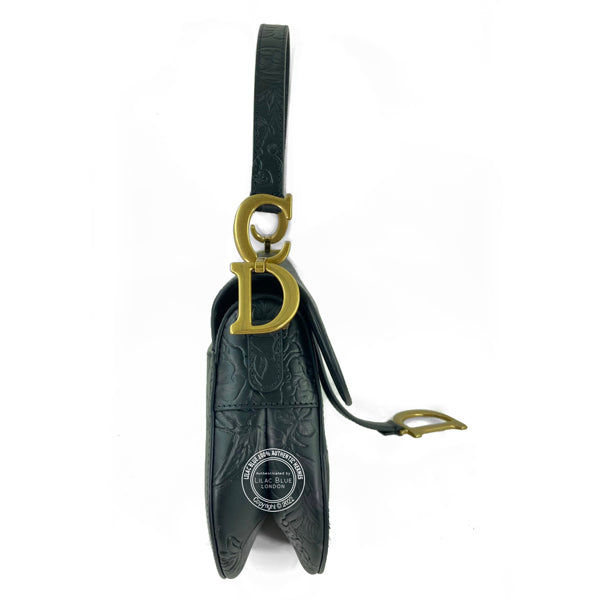 Dior Saddle Bag Black Embossed Leather GHW
