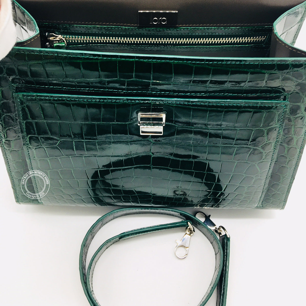 Llora Savannah. Dark Emerald, Shiny Croc PHW - Preloved