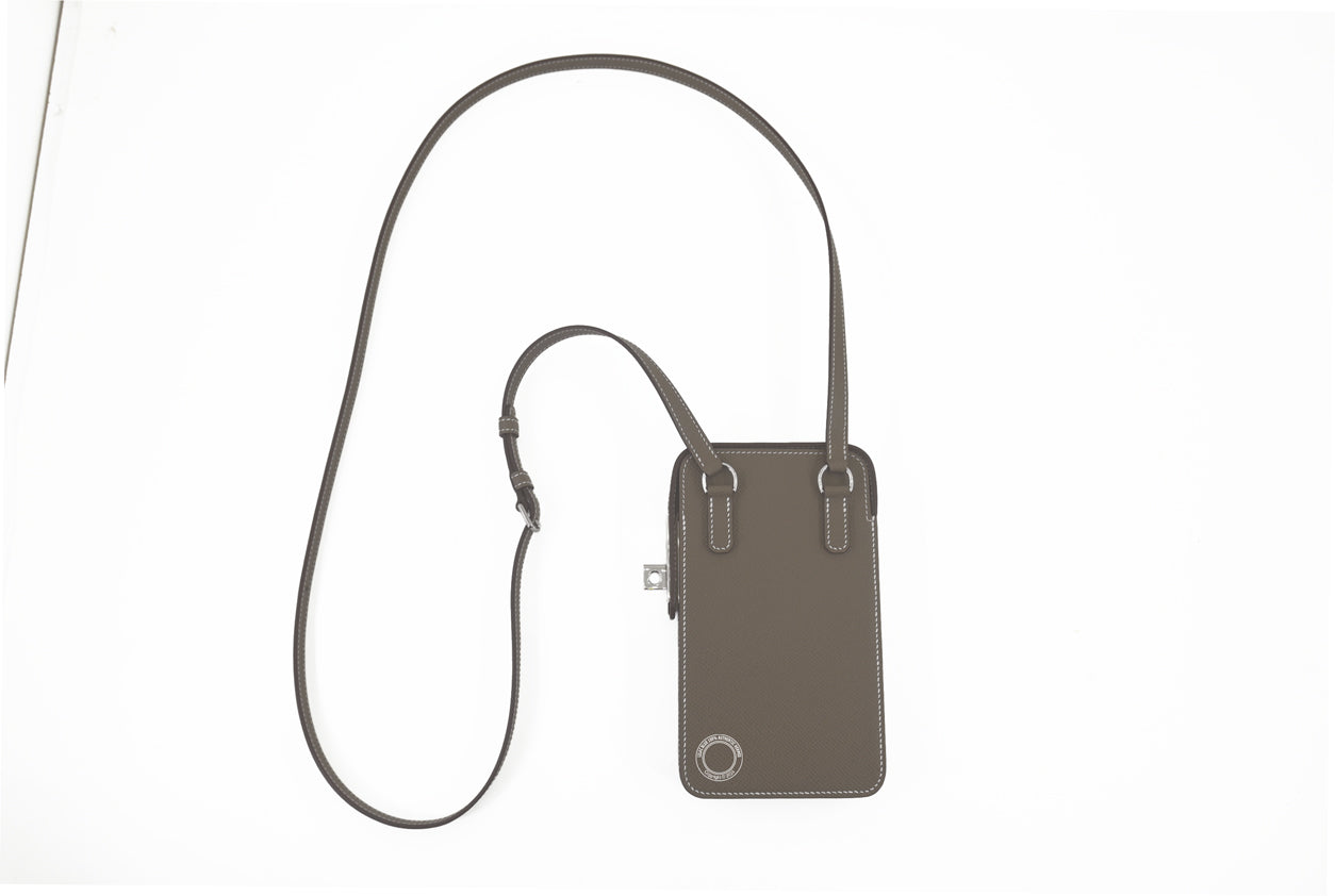 Hermès HAC a Box Phone Case Etoupe Epsom PHW