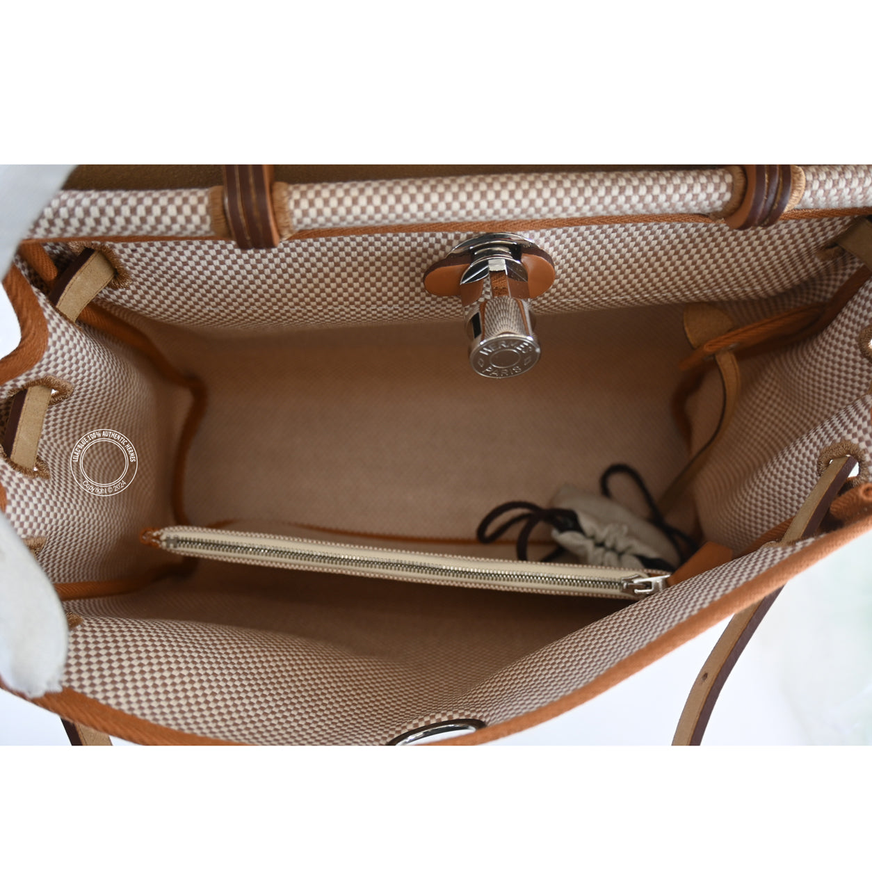 Hermès Herbag 31cm Fauve/Ecru Hunter Toile Q PHW