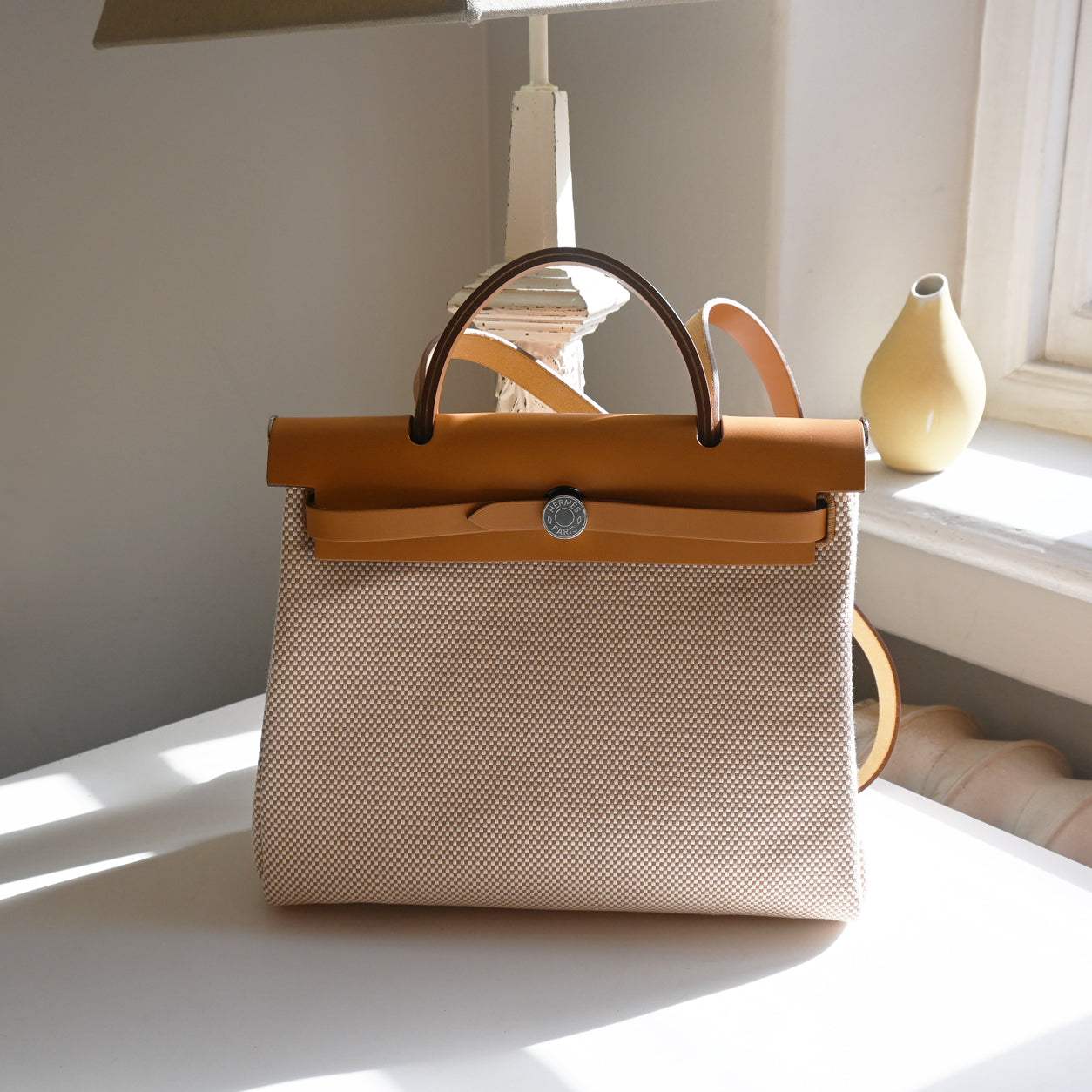 Hermès Herbag 31cm Fauve/Ecru Hunter Toile Q PHW