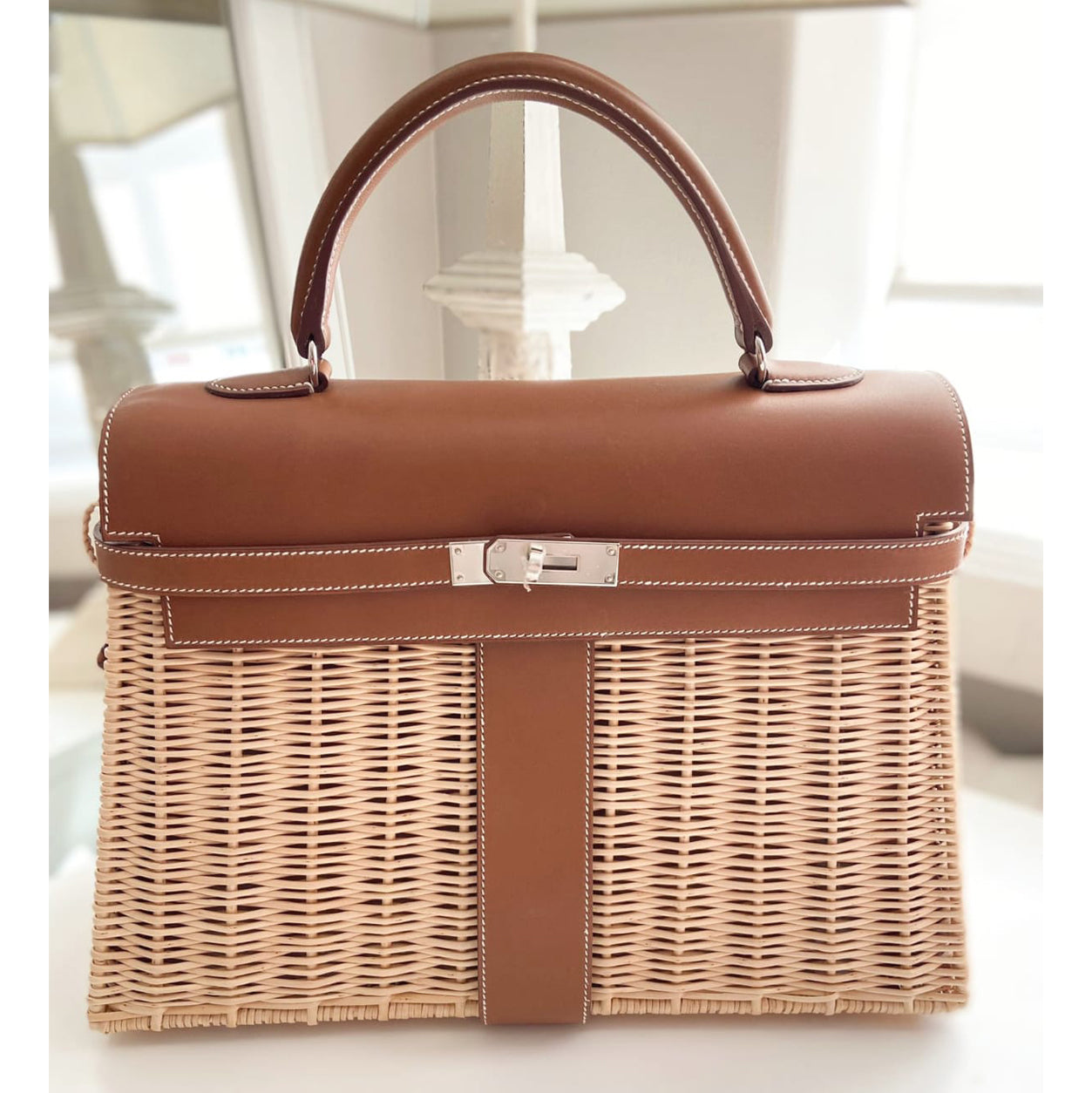 Hermès Kelly 35cm Fauve Picnic Barenia/Osier PHW