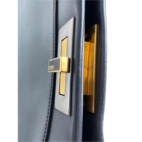 Fendi Peekaboo Medium Black Brushed Gunmetal & Gold Hardware - Preloved