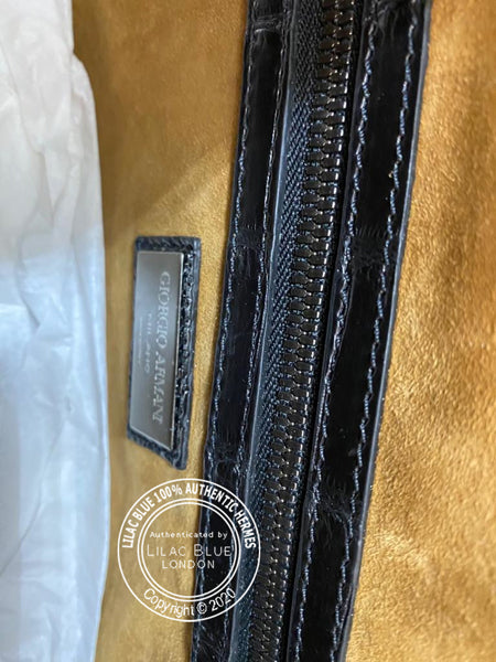 Georgio Armani Briefcase Black Matte Alligator