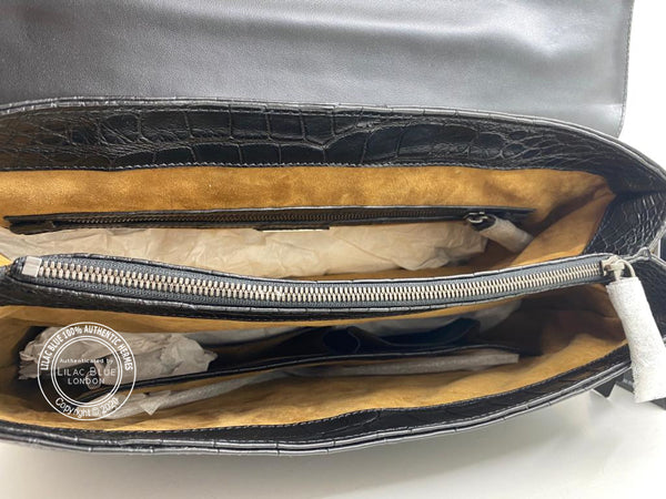 Georgio Armani Briefcase Black Matte Alligator