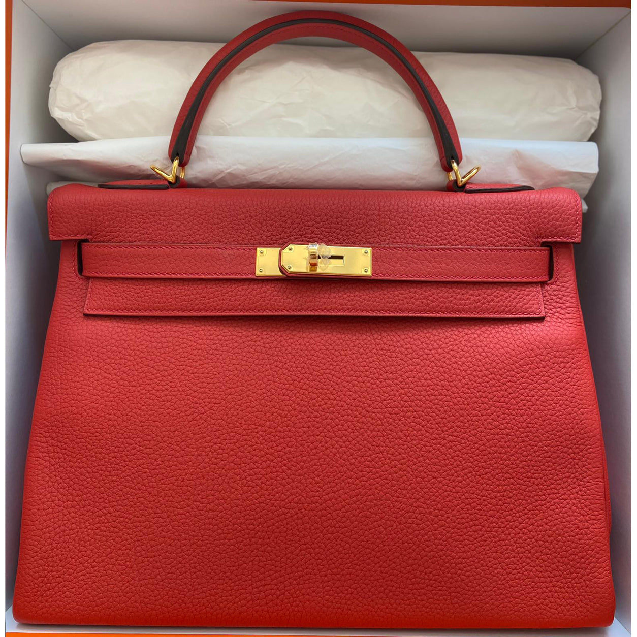 Hermès Kelly 32cm Geranium Togo GHW