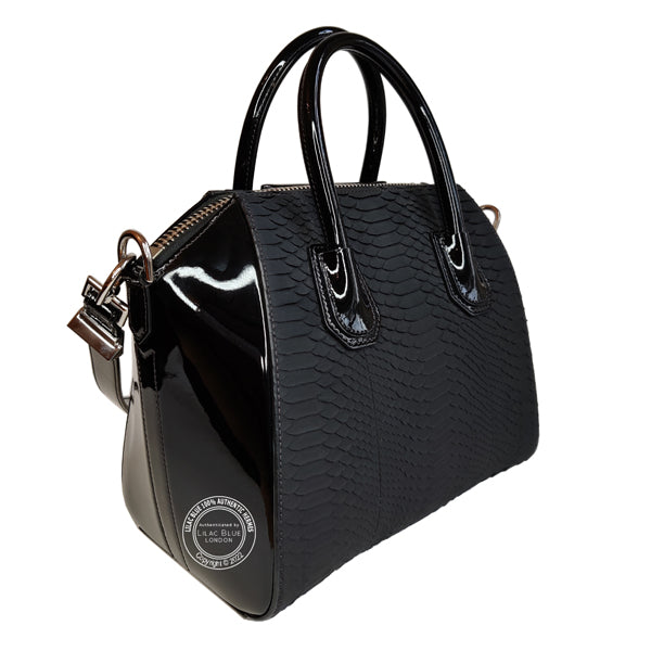 Givenchy Antigona Tote Black Patent Leather/Python, Gold - As New