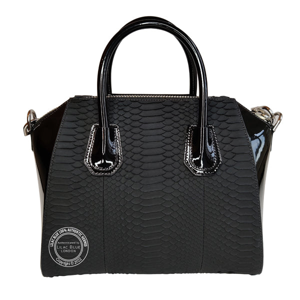 Givenchy Antigona Tote Black Patent Leather/Python, Gold - As New