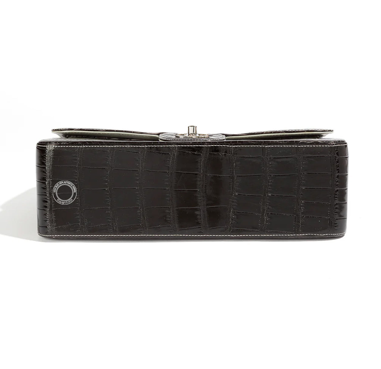 Chanel Double Flap Jumbo Grey Ombre Croc PHW - Preloved