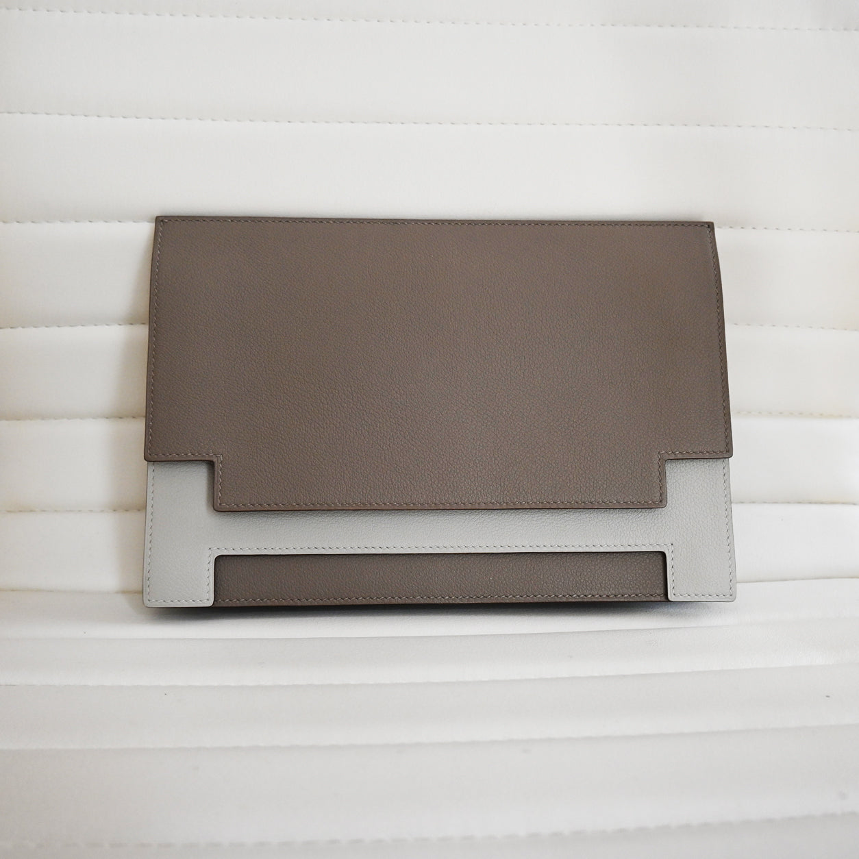 Hermès Multiplis Clutch 24cm Evercolor Gris Asphalte/Gris Perle
