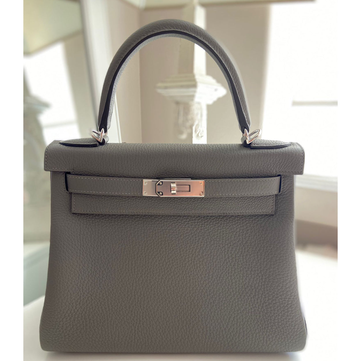 Hermes Kelly 28cm Gris Meyer Togo PHW
