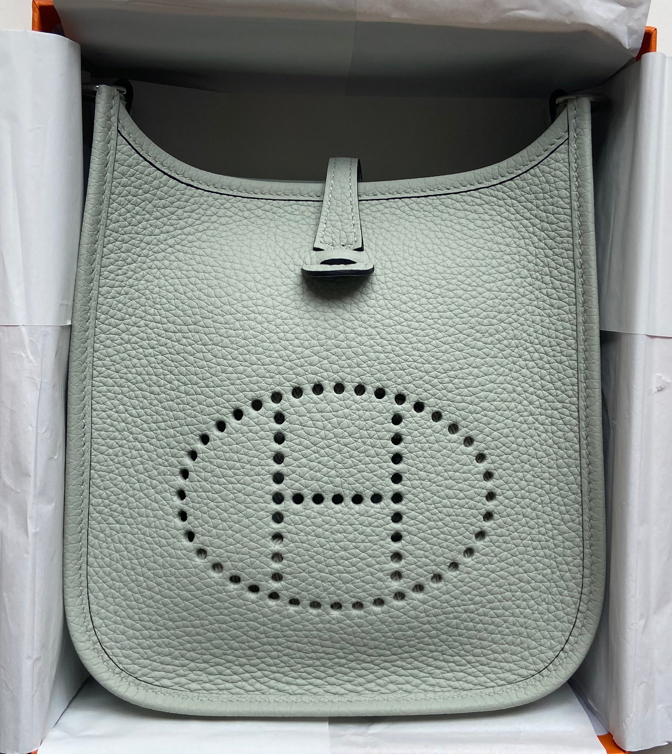 Hermès Evelyne 16cm Gris Neve Mini Clemence PHW