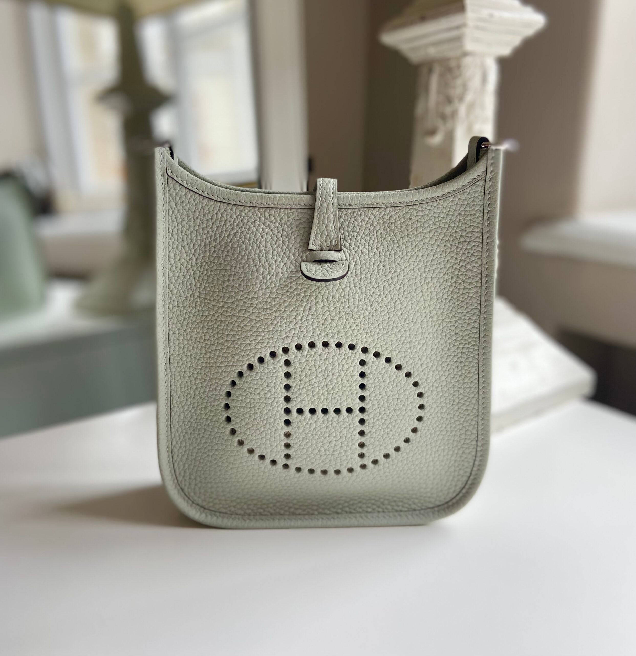 Hermès Evelyne 16cm Gris Neve Mini Clemence PHW