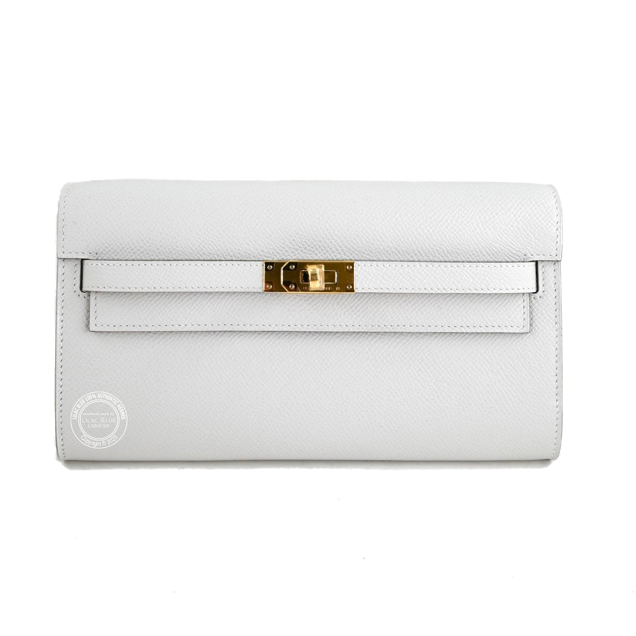 Hermès Kelly Wallet to Go Gris Pale Epsom GHW