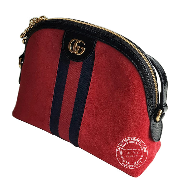 Gucci Ophidia Shoulder Bag Red Suede GHW - As New