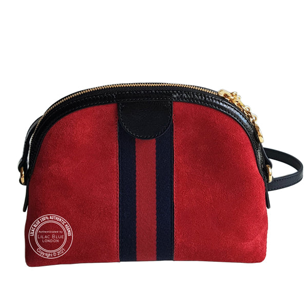 Gucci Ophidia Shoulder Bag Red Suede GHW - As New