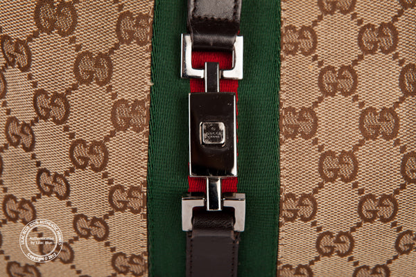 Gucci Jackie O Mini Hobo Bag Canvas & Brown Leather - Preloved