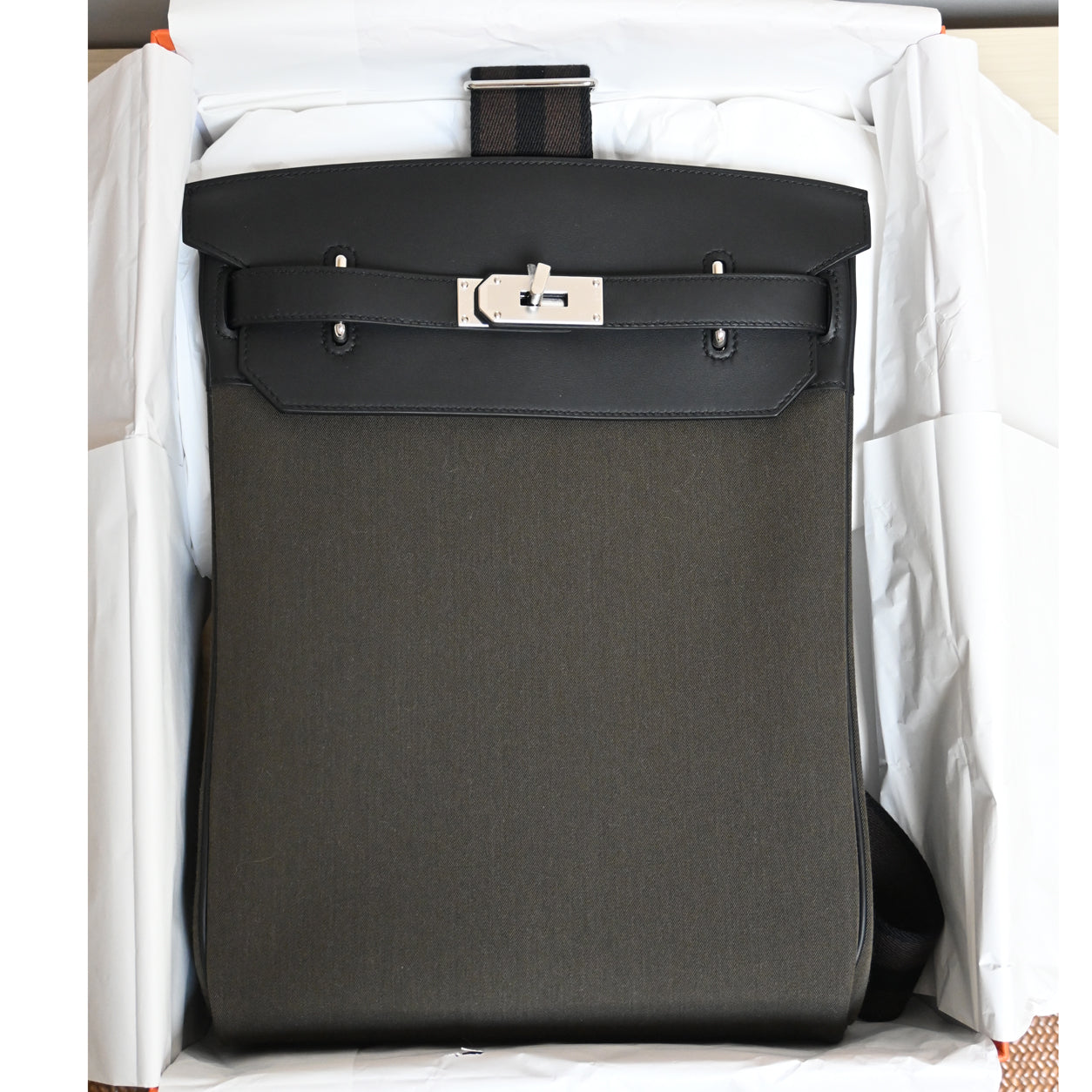 Hermes Hac A Dos 36cm Black Swift & Canvas PHW