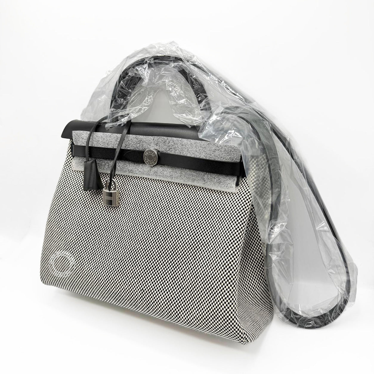 Hermès Herbag 31cm Black & Ecru Hunter & Toile Q PHW