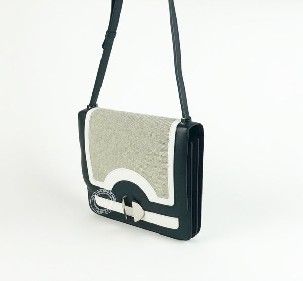 Hermès 2002 Black/White/Grey Swift/Canvas Palladium