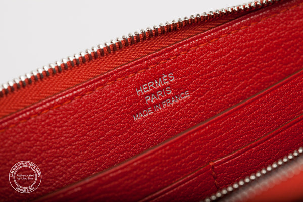 Hermès AZAP Wallet in Rouge Vermillion. Togo